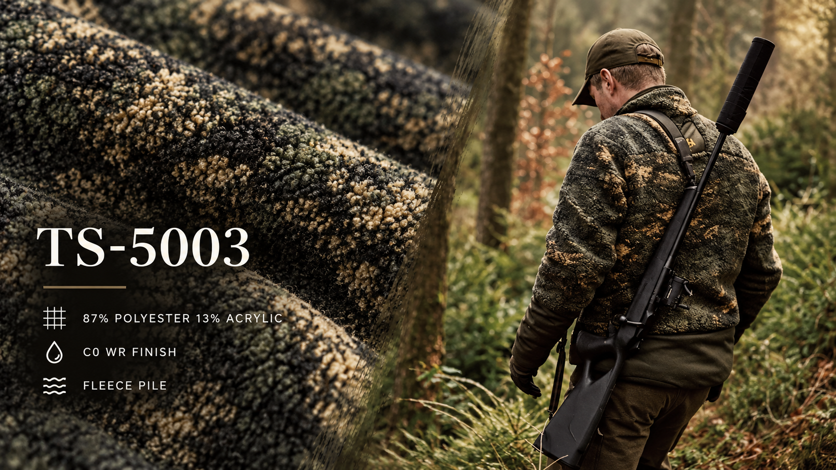 TS-5003 fleece pile fabric and hunting jacket application