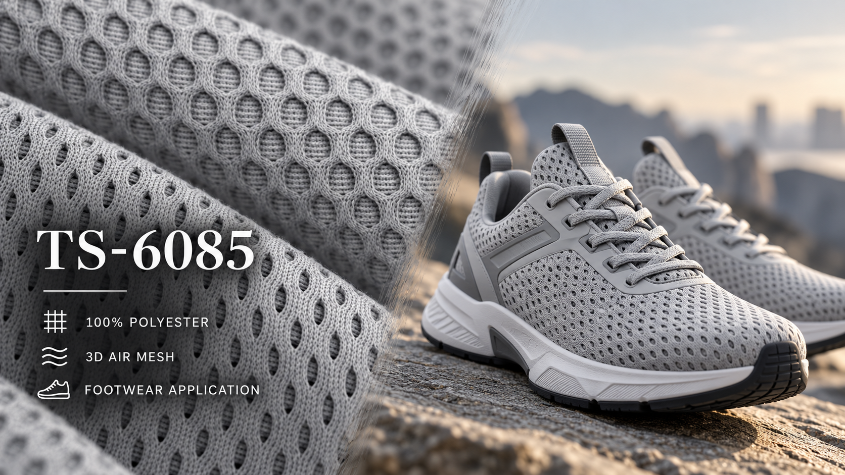 TS-6085 100% polyester 3D air mesh fabric and footwear application